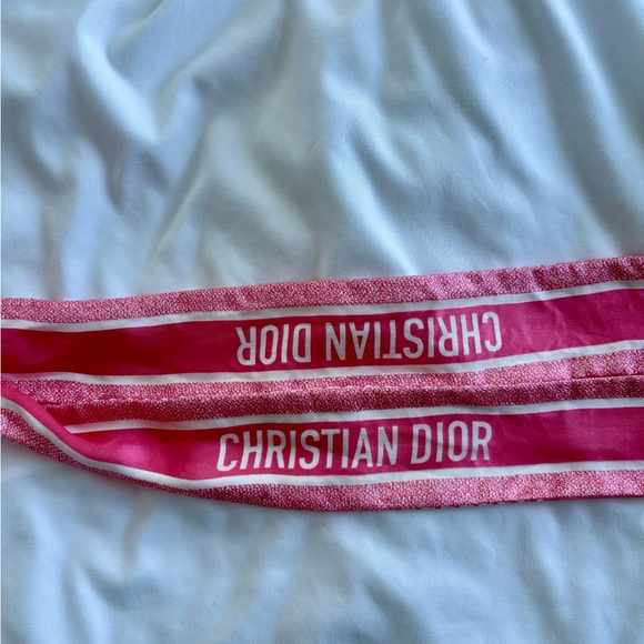 Christian Dior Silk Houndstooth Mitzah Scarf Pink - Picture 2 of 4